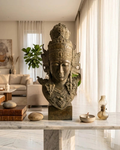 Bronze Vishnu Handcrafted Bust Sculpture with Garuda