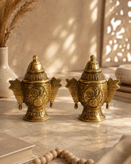 Buy Brass Shiva and Gauri Mukhlingam Wall Hanging Mask