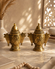 Buy Brass Shiva and Gauri Mukhlingam Wall Hanging Mask