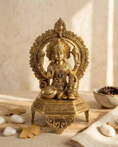 Buy Brass Sitting Laxmi on Octagon with Arch
