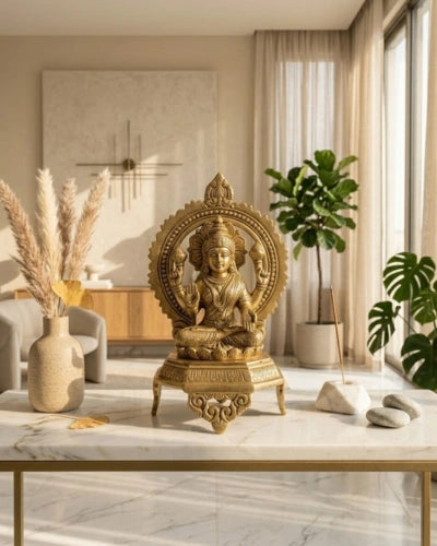 Buy Brass Sitting Laxmi on Octagon with Arch