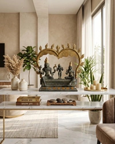 Buy Brass Unique Metal Urli with Peacock Diyas