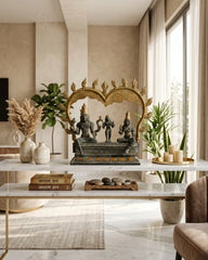 Buy Brass Unique Metal Urli with Peacock Diyas