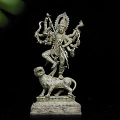 Devi Durga on Lion - Antique Bronze Statue