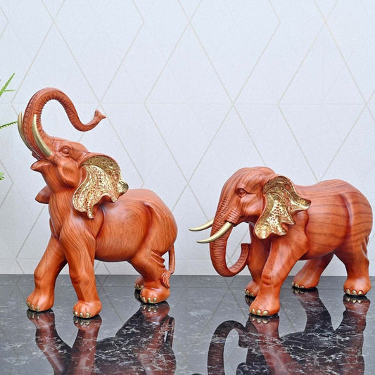 Elegant African Elephant Pair - Set of two