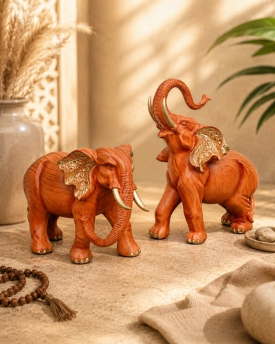 Elegant African Elephant Pair - Set of two