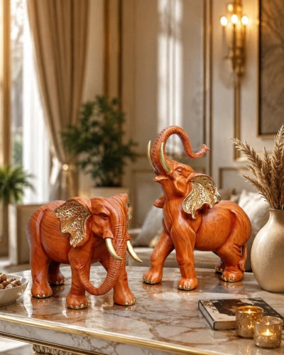 Elegant African Elephant Pair - Set of two