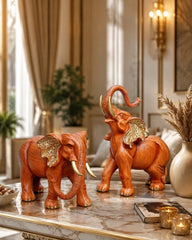 Elegant African Elephant Pair - Set of two