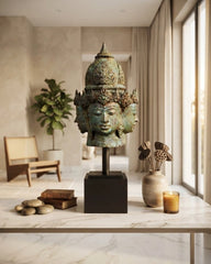 Four Faced Crown Buddha - Bronze Sculpture