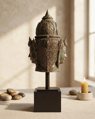 Four Faced Crown Buddha - Bronze Sculpture