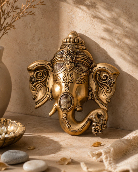 Ganesha Face Wall Hanging – Superfine Heavy Brass