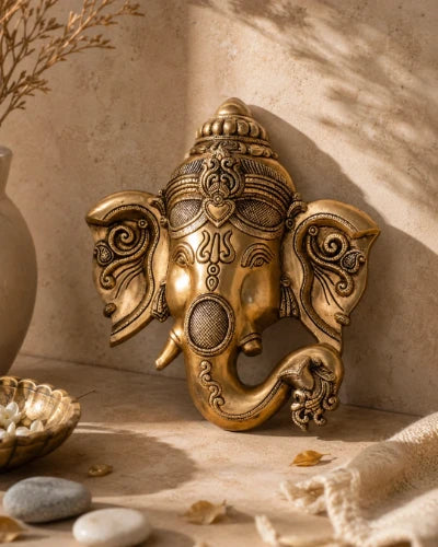 Ganesha Face Wall Hanging – Superfine Heavy Brass