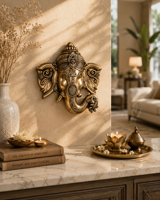 Ganesha Face Wall Hanging – Superfine Heavy Brass