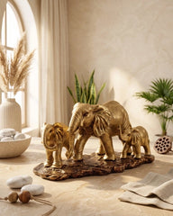 Golden Elephants Figurine
