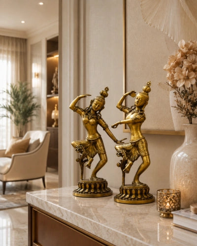 Handmade Brass Dancing Shiva Parvati Statue