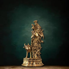 Brass Cow Krishna Handcrafted