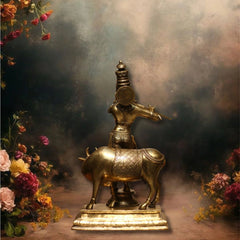 Idol of Brass krishna and Cow Statue