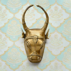 Indian Handcrafted  Brass Cow Head Wall Hung (3 Kg / 30.9 Cm)