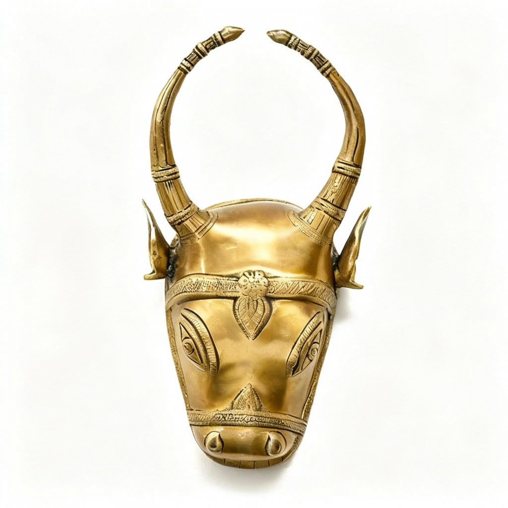 Indian Handcrafted  Brass Cow Head Wall Hung (3 Kg / 30.9 Cm)