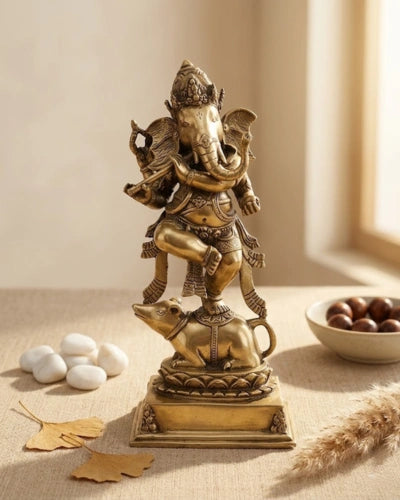 Indonesian Antique Brass Dancing Ganesha