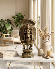 Indonesian Bronze Statue of Lord Vishnu on the Garuda