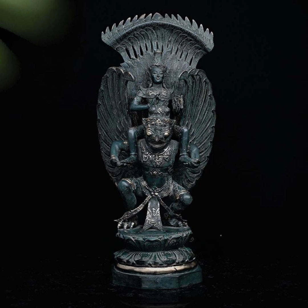 Indonesian Bronze Statue of Lord Vishnu on the Garuda