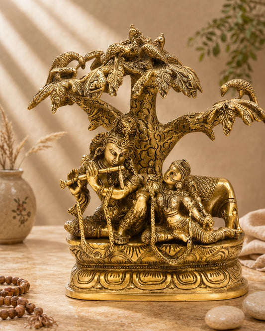LOVING RADHA KRISHNA STATUE UNDER TREE
