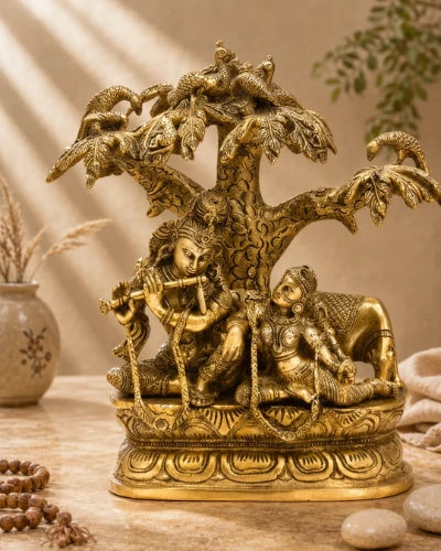LOVING RADHA KRISHNA STATUE UNDER TREE