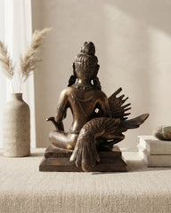 Lord Buddha with Swan Antique Brass Statue