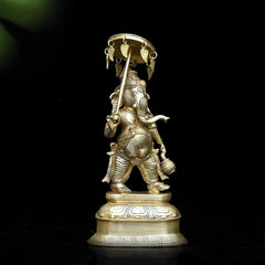 Lord Ganesha Idol with Umbrella Handcrafted Brass Statue