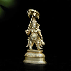 Lord Ganesha Idol with Umbrella Handcrafted Brass Statue