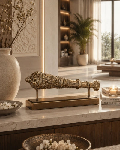 Lord Hanuman Handcrafted Mace with Green Patina