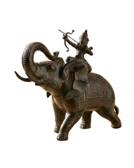 Lord Indra on Airavat - Antique Bronze Sculpture