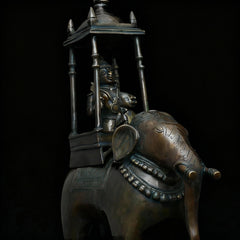Lord Indra on Airavat Antique Brass Sculpture