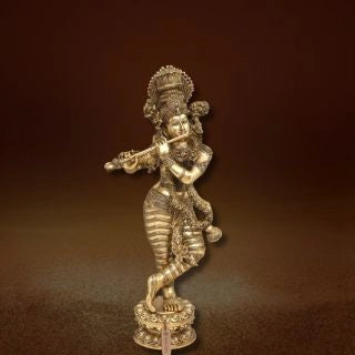 Lord Krishna Playing Flute Brass Statue