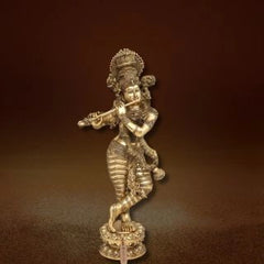 Lord Krishna Playing Flute Brass Statue