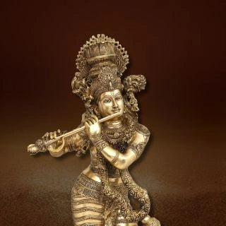 Lord Krishna Playing Flute Brass Statue