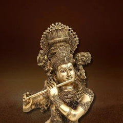 Lord Krishna Playing Flute Brass Statue