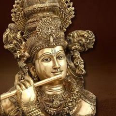Lord Krishna Playing Flute Brass Statue