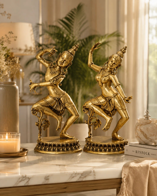 Shiv Parvati Idol | Lord Shiva & Goddess Parvati Pair | Dancing Form | Brass Finishing| Decor & Gifting