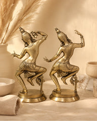Shiv Parvati Idol | Lord Shiva & Goddess Parvati Pair | Dancing Form | Brass Finishing| Decor & Gifting