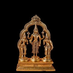 Lord Vishnu Brass murti With Bhudevi & Sridevi Same Base