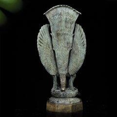 Lord Vishnu on the Shoulders of Garuda - Antique Bronze Sculpture