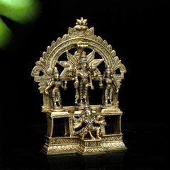 Lord Vishnu with Lakshmi and Bhudevi on Garuda Pedestal In Brass