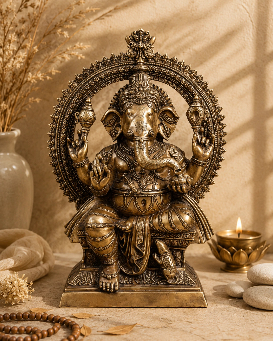 Massive Pure Brass Lord Ganesha Statue