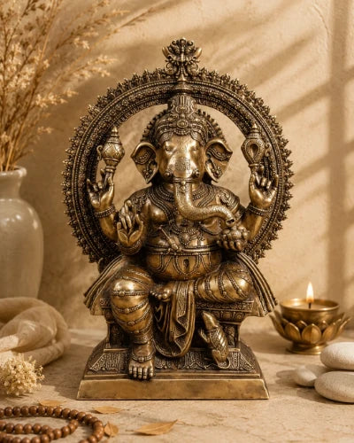 Massive Pure Brass Lord Ganesha Statue