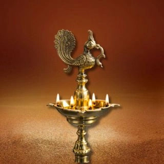 Brass Diya | Peacock Lamp | Five Bati Diya| Pooja & Inauguration Decor