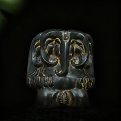 Panchmukhi Ganesha Pure Brass Rustic Vintage Abstract Sculpture