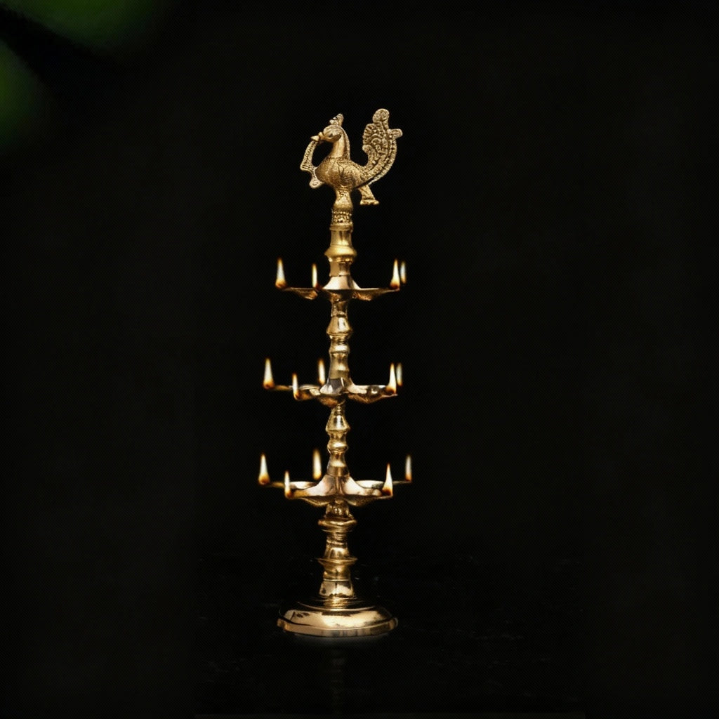 Peacock Handcrafted Lamp (Annam Lamp) in Brass (51.5 cm)