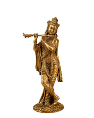 Pure Brass Krishna ji Murti With Bansi & Tribhanga Pose